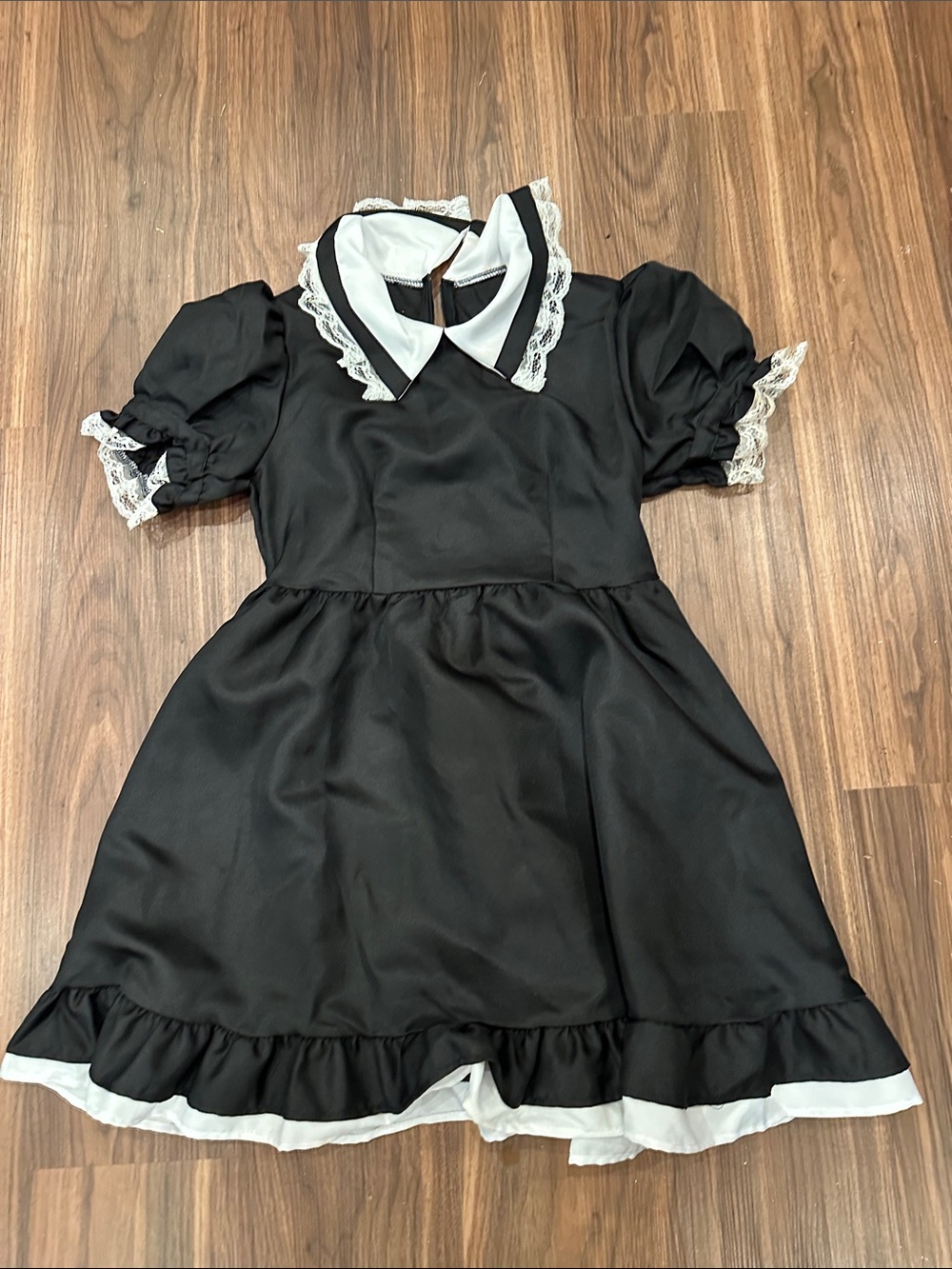 Black Maid-Style Costume Dress with White Trim anime maid costume size small